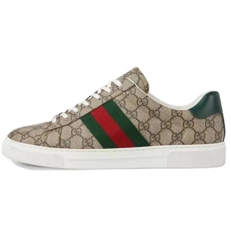 Guqi Old Flower Double Green and Red Striped Board Shoes