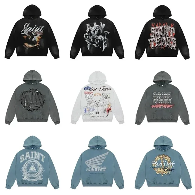 Saint Tears Hoodies & Sweatshirts Washed Graphic Print Pullover product detail image 2