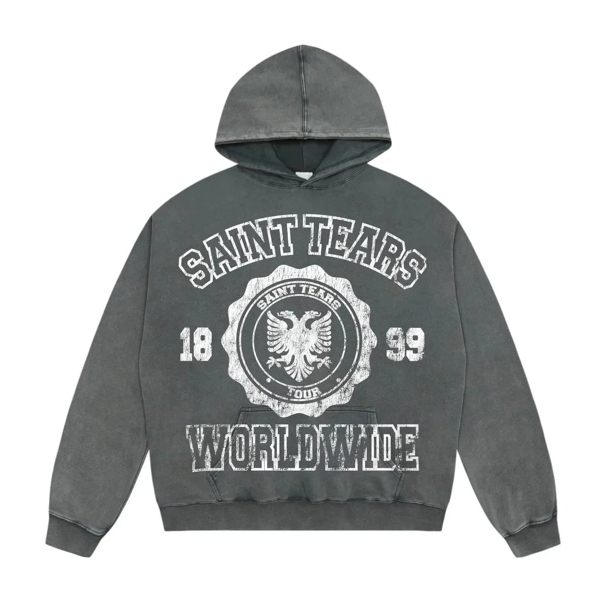 Saint Tears Saint Tears Worldwide Hoodie in Washed Grey Grey