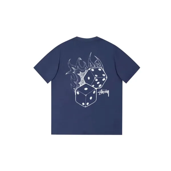 Stussy Dice Flame Navy T-Shirt - 1