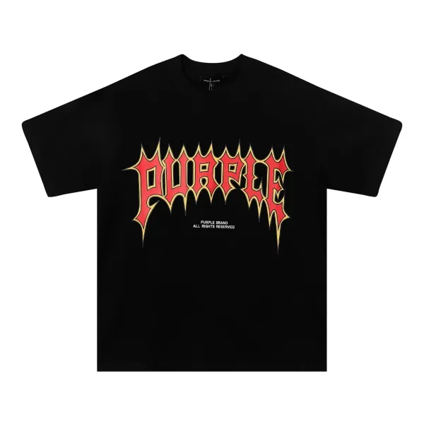 Purple Brand Gothic Logo Black T-Shirt - 1