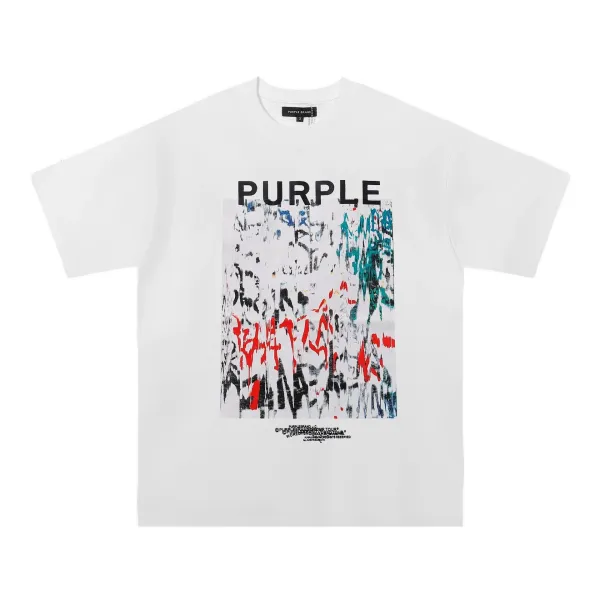 Purple Brand Abstract Print White T-Shirt - 1