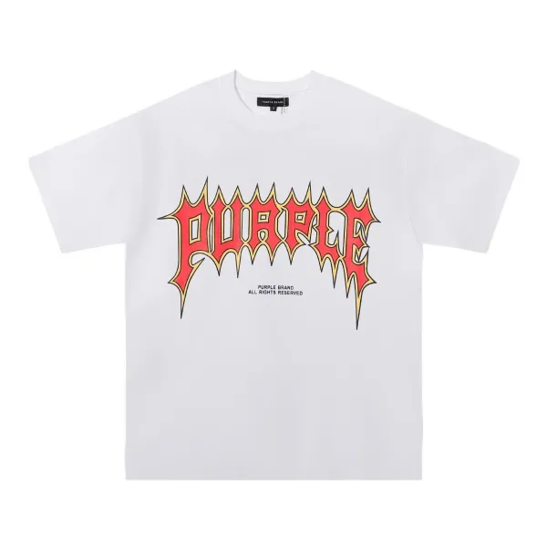 Purple Brand Gothic Logo White T-Shirt - 1