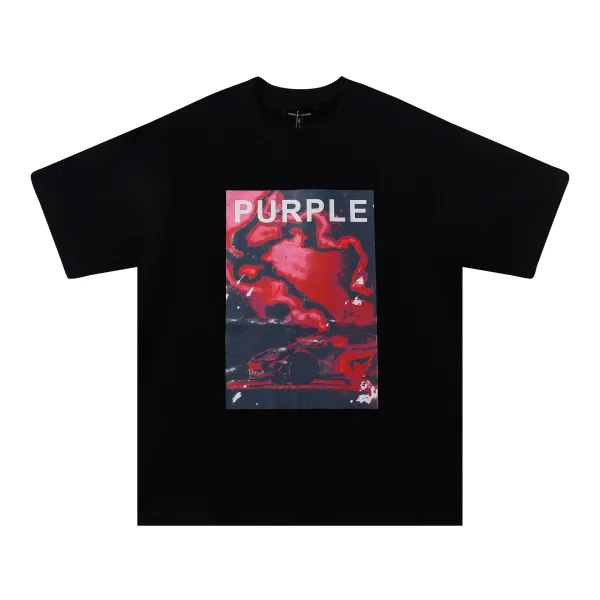 Purple Brand Graphic Print Black T-Shirt - 1