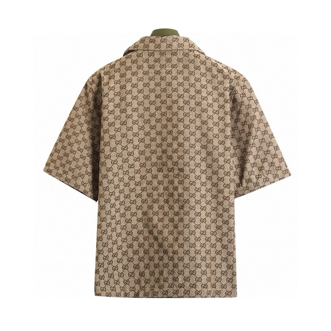 Gucci GG Marmont Short-Sleeve Shirt Beige Print Shirt - 8