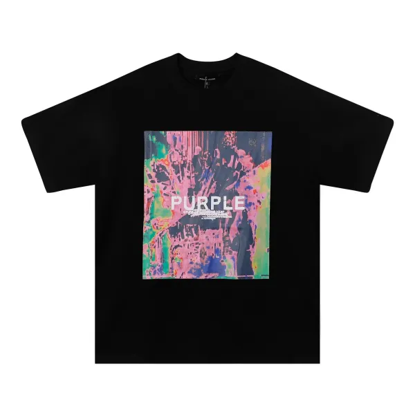 Purple Brand Abstract Print Black T-Shirt - 1