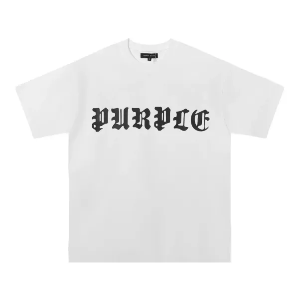 Purple Brand Gothic Logo White T-Shirt - 1