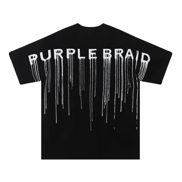 Design Purple Braid Dripping Logo Black T-Shirt T-Shirts - 1