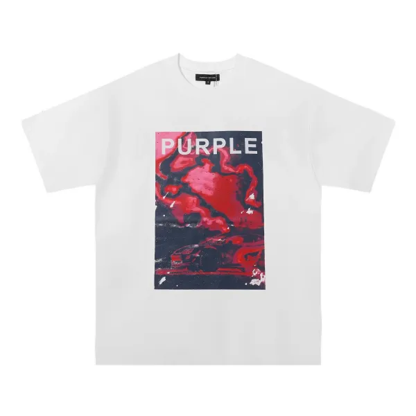 Purple Brand Graphic Print White T-Shirt - 1