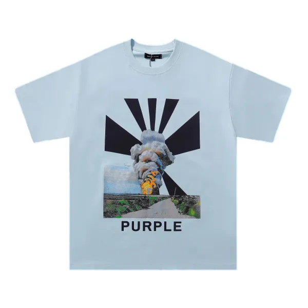 Purple Brand Explosion Graphic T-Shirt Light Blue - 1