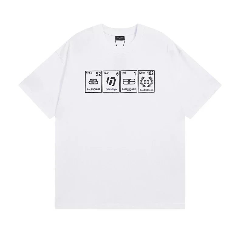 Balenciaga T-Shirts Short Sleeve Graphic T-Shirt — 55298 white