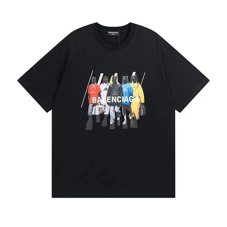 Balenciaga T-Shirts Short Sleeve Graphic T-Shirt — 55301 black