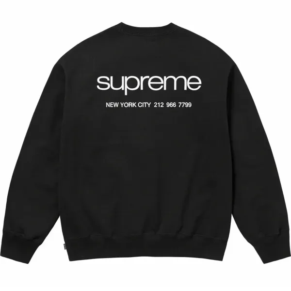 Supreme New York City Phone Number Crewneck Black Hoodie - 1