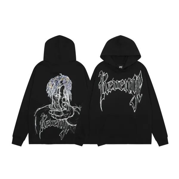 Revenge Revenge Graphic Hoodie Black - 1