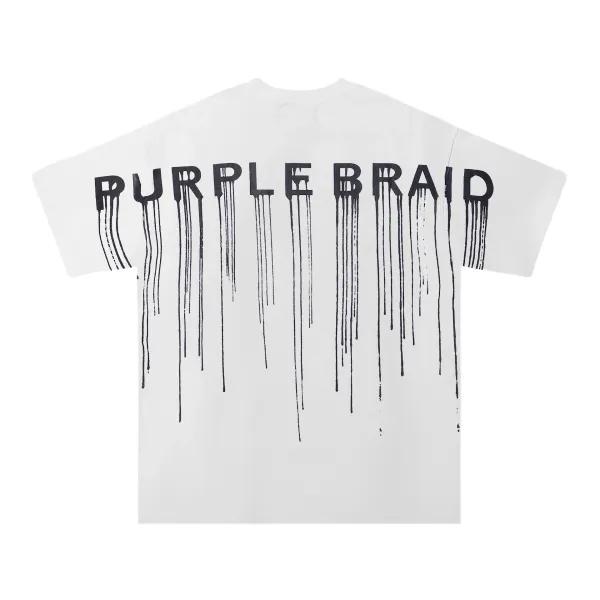 Design Purple Braids Dripping Ink T-Shirt White T-Shirts - 1