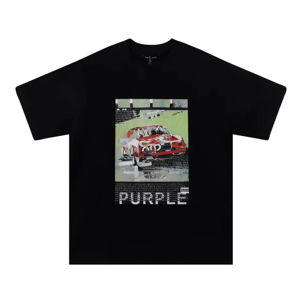 Purple Brand Racing Graphic Print Black T-Shirt - 1