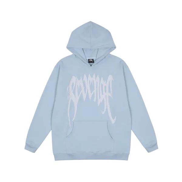Revenge Embroidered Logo Light Blue Hoodie - 1