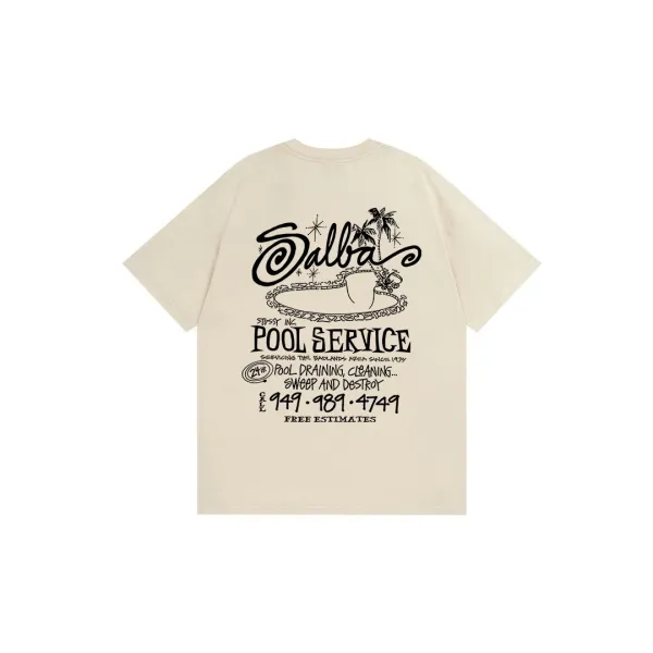 Stussy Dalba Pool Service Beige T-Shirt - 1