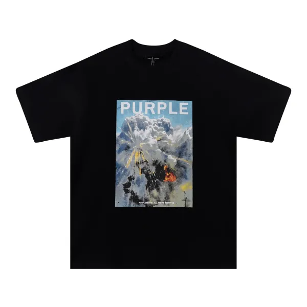 Purple Brand Explosion Graphic T-Shirt Black - 1