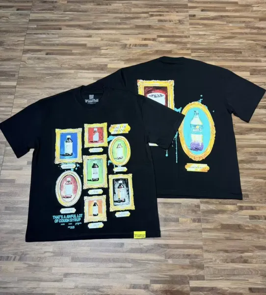 Design That's A Awful Lot Of Cough Syrup x Miami Art Basel 'Wall of Drank' Black T-Shirt T-Shirts - 1