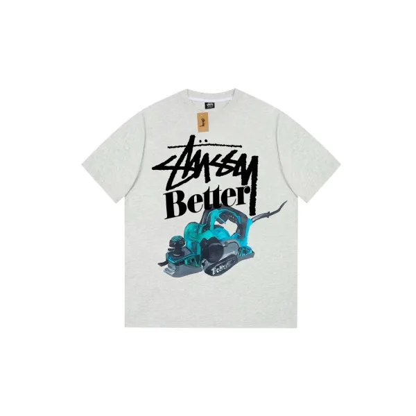 Stussy Better Power Tool Graphic T-Shirt Gray - 1