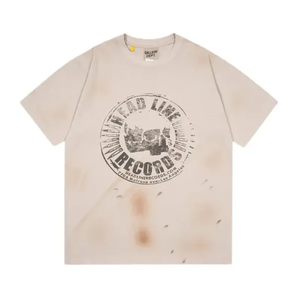 Gallery Dept Head Line Records Washed Beige T-Shirt - 1