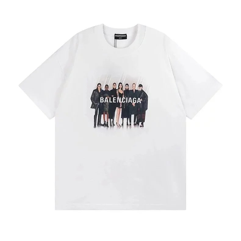 Balenciaga T-Shirts Short Sleeve Graphic T-Shirt — 55509 white