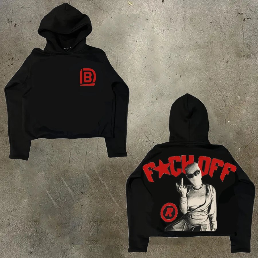 D Bandz Studios Hoodies & Sweatshirts Cartoon Graphic Print Pullover Hoodie — 【Cotton hooded sweater】W 70(Black)