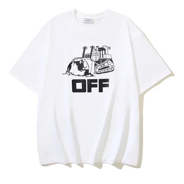 Off-White Bulldozer Print White T-Shirt - 1