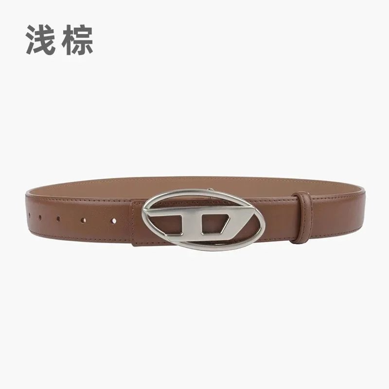 Diesel Diesel Light Brown Belt with Silver Logo Buckle Brown