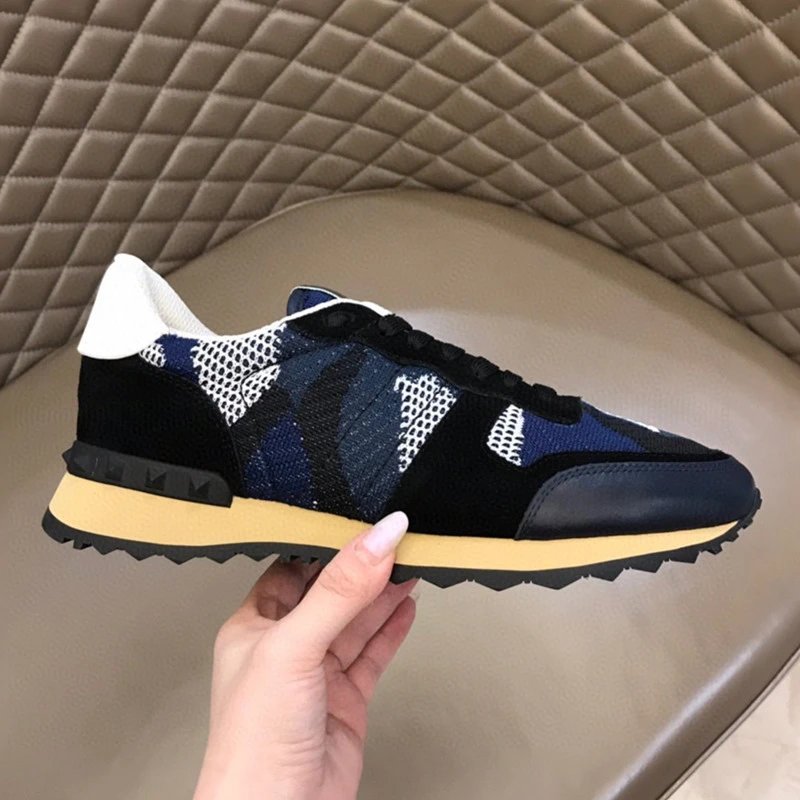 Unbranded Sneakers Low-Top Star-Patterned with Studded Heel Trim — Dark blue cloth