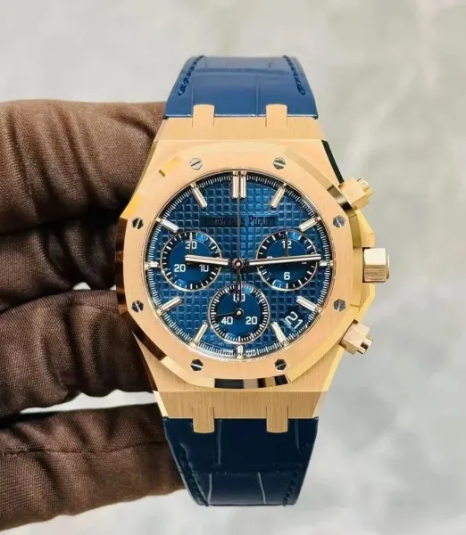 Audemars Piguet Royal Oak Chronograph Blue Tapisserie Dial Stainless Steel Watch Watches - 7
