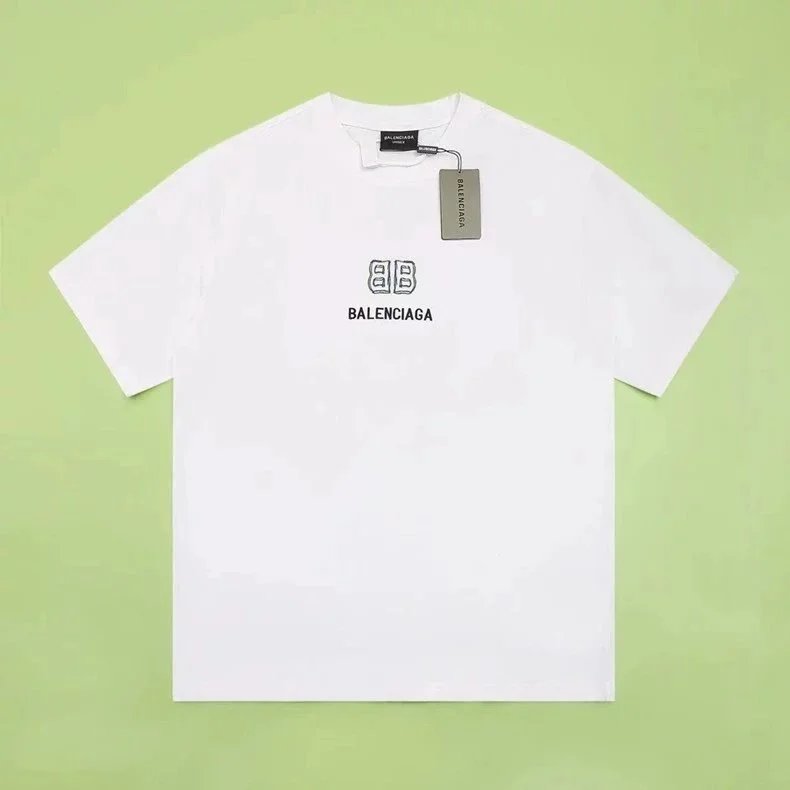 Balenciaga T-Shirts Short Sleeve Graphic T-Shirt — 55201 white