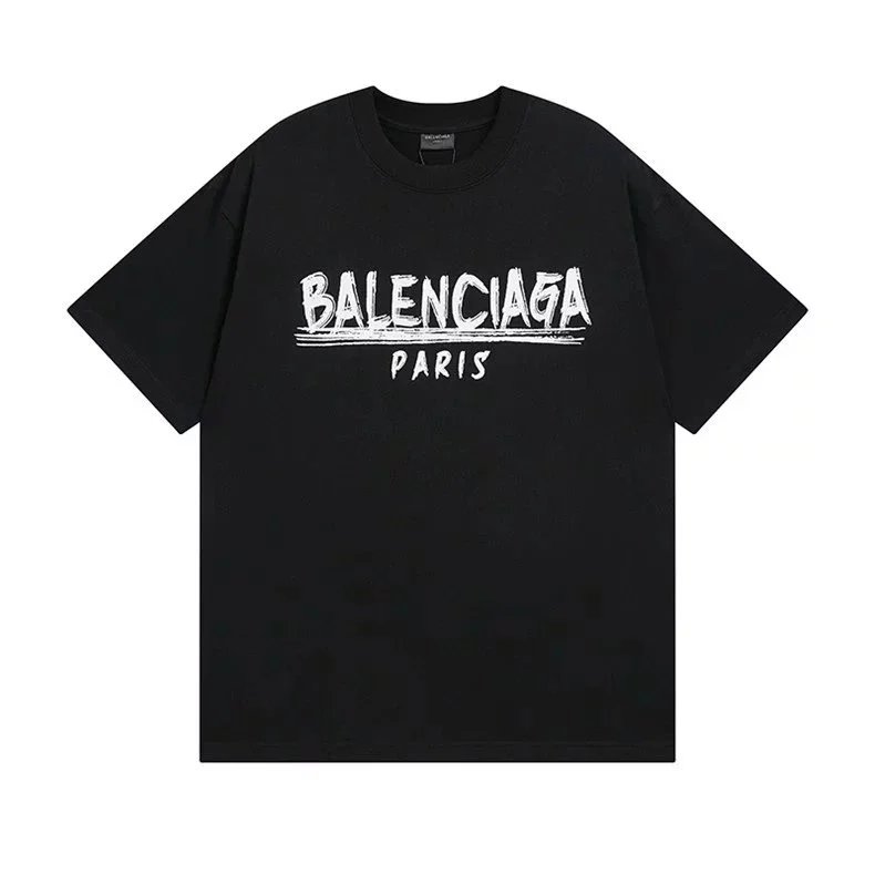 Balenciaga T-Shirts Short Sleeve Graphic T-Shirt — 55293 black