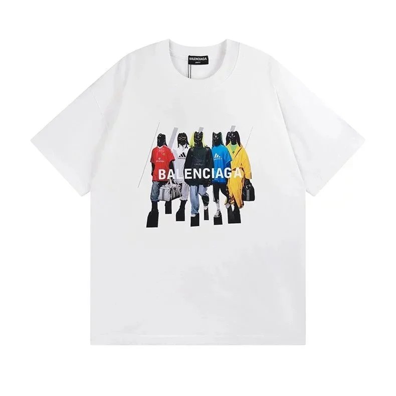 Balenciaga T-Shirts Short Sleeve Graphic T-Shirt — 55301 white