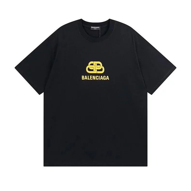Balenciaga T-Shirts Short Sleeve Graphic T-Shirt — 55508 black and yellow