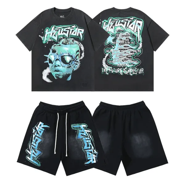 Hellstar Graphic Shorts Blue - 6