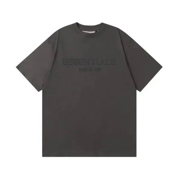 Fear of God Essentials Embossed Logo Charcoal T-Shirt - 1