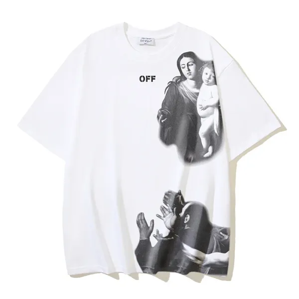 Off-White Virgin Mary Print Oversized T-Shirt White - 1