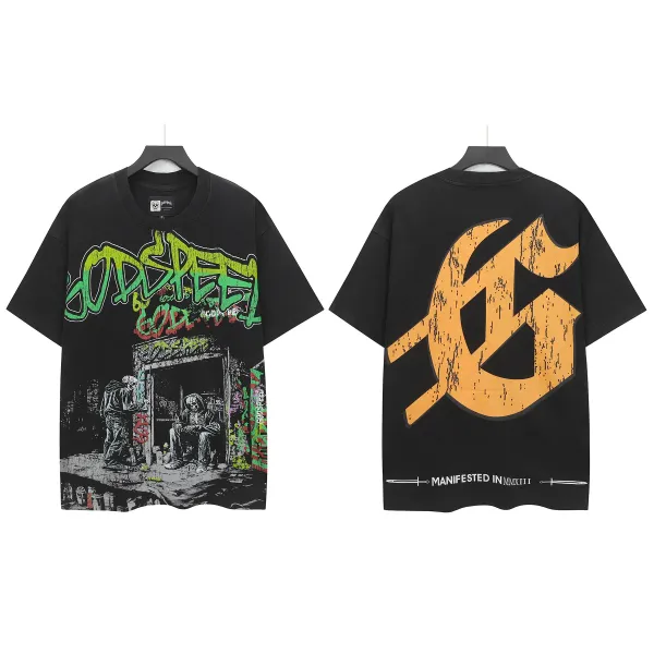 Godspeed Godspeed Graffiti Print Oversized T-Shirt Black - 1