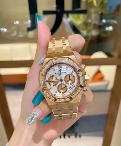 Audemars Piguet Royal Oak Chronograph Blue Tapisserie Dial Stainless Steel Watch Watches - 6