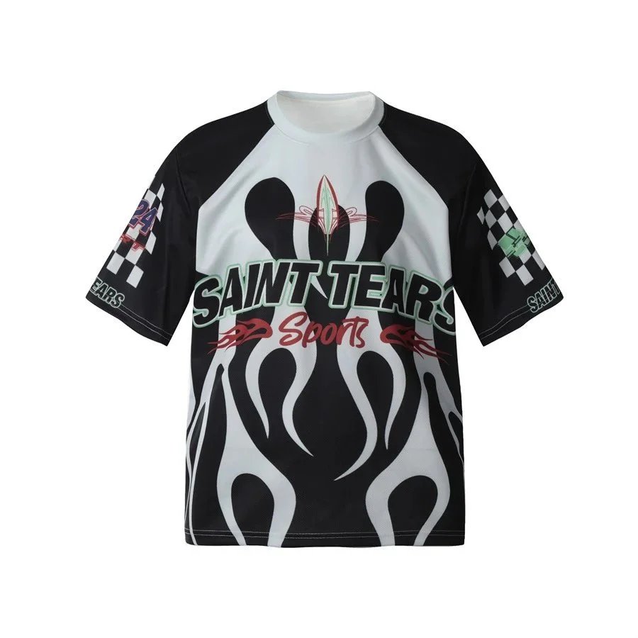 Saint Tears T-Shirts Oversized Graphic Print Short-Sleeve T-Shirt — Black 1185