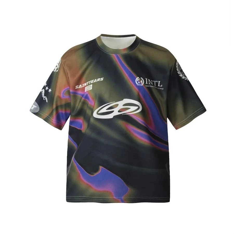 Saint Tears T-Shirts Oversized Graphic Print Short-Sleeve T-Shirt — Black 1182