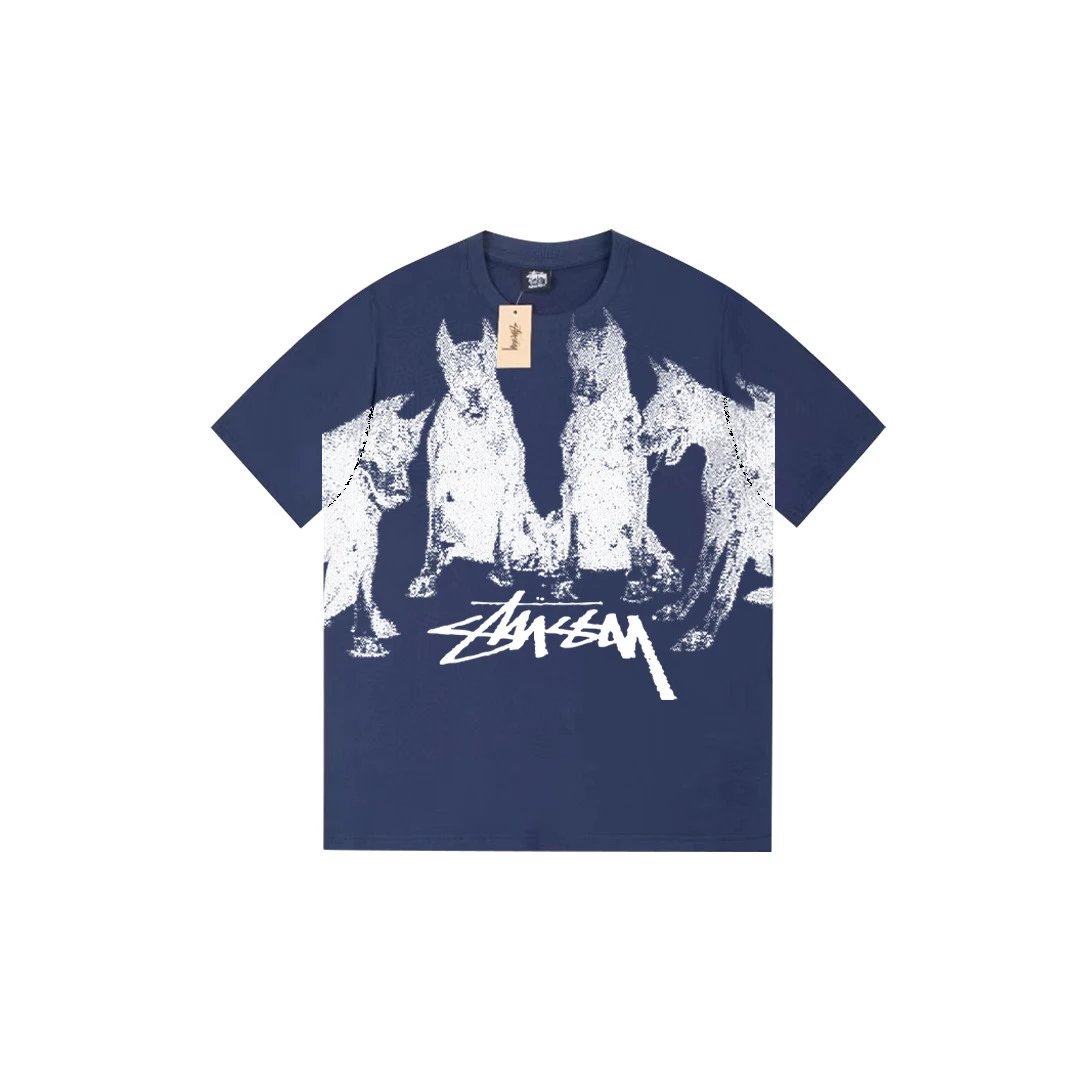 Stüssy T-Shirts Short-Sleeve Logo Graphic T-Shirt — 070 navy blue