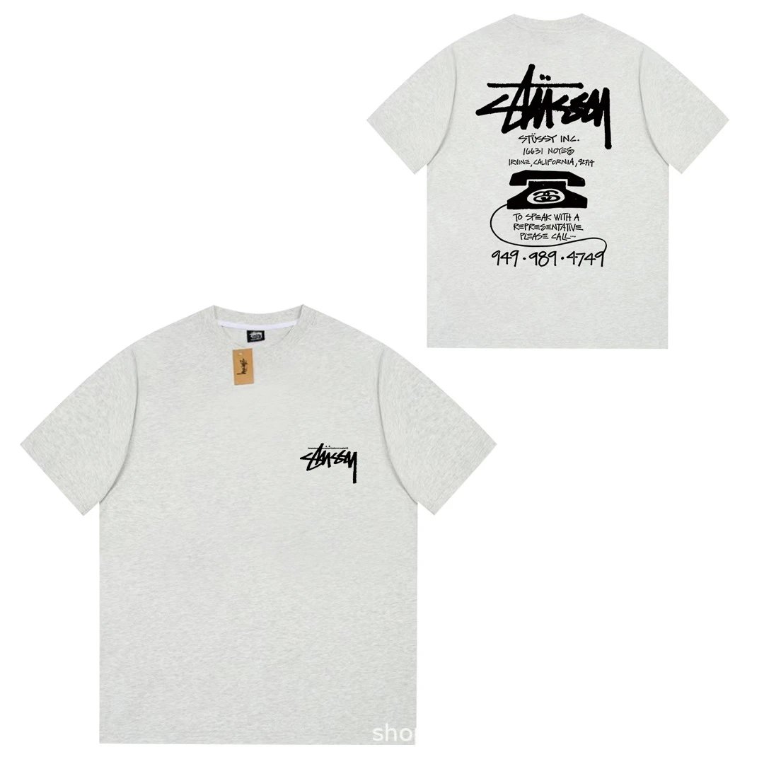 Stüssy T-Shirts Short-Sleeve Logo Graphic T-Shirt — 067 flower gray