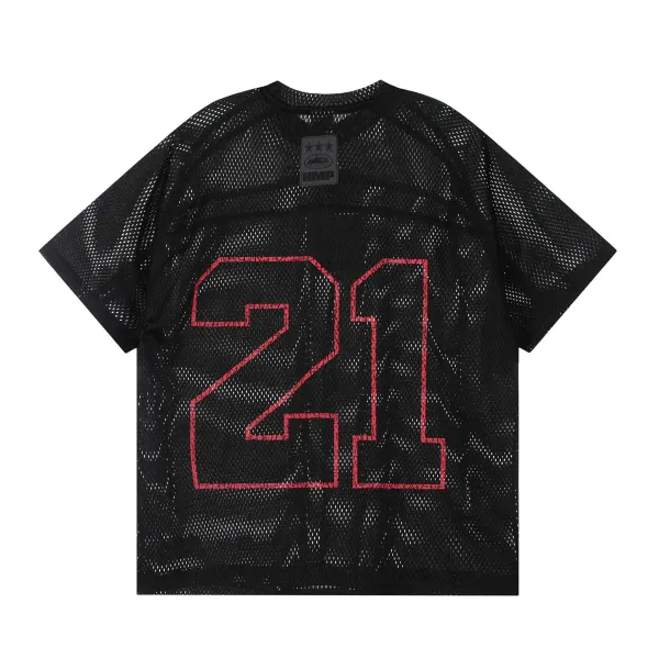 Corteiz Script Logo Black and White Football Jersey - 21