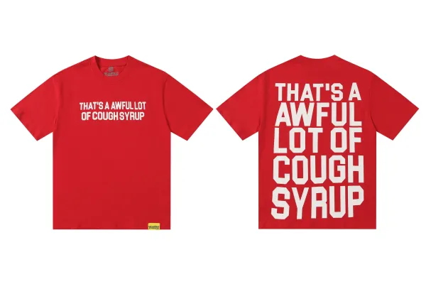 Design That's A Awful Lot Of Cough Syrup Red Graphic T-Shirt T-Shirts - 1