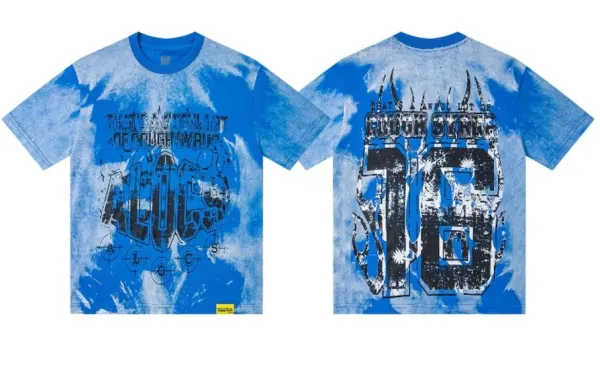 Design 'That's A Whole Lot Of Tough Stuff' Tie-Dye Graphic T-Shirt Blue - 1