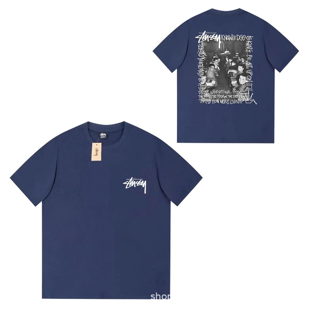 Stüssy T-Shirts Short-Sleeve Logo Graphic T-Shirt — 068 navy blue