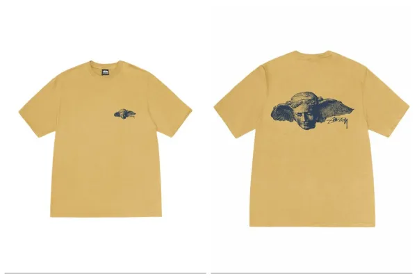 Stussy Angel Head Graphic T-Shirt Mustard Yellow T-Shirt - 1